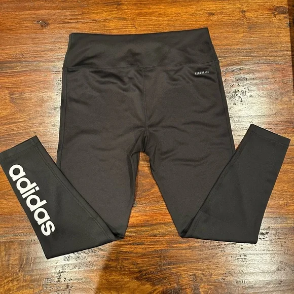 Adidas AEROREADY Prime Green High-Waisted Women's Logo Leggings Size L - Picture 3 of 10